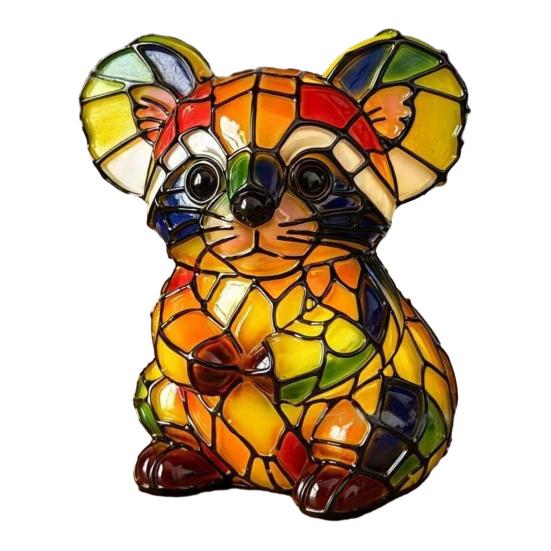 Yousheng Animal Table Lamp, Colored Glass Chicken Squirrel Monkey Mouse Horse Cattle Night Light, Warm Light Bedside Lamp for Bedroom Living Room