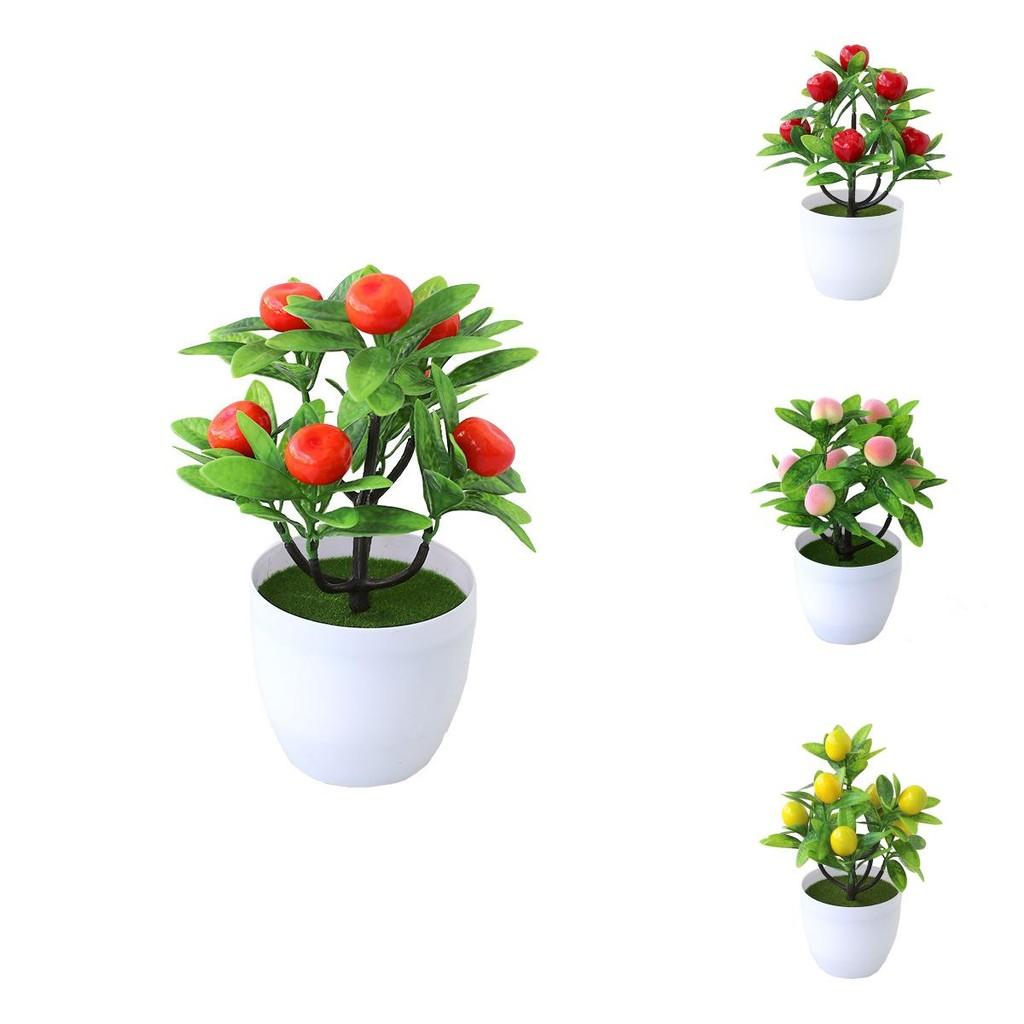 Lemon Simulated Plastic Peach Strawberry Fruit Tree Potted Artificial