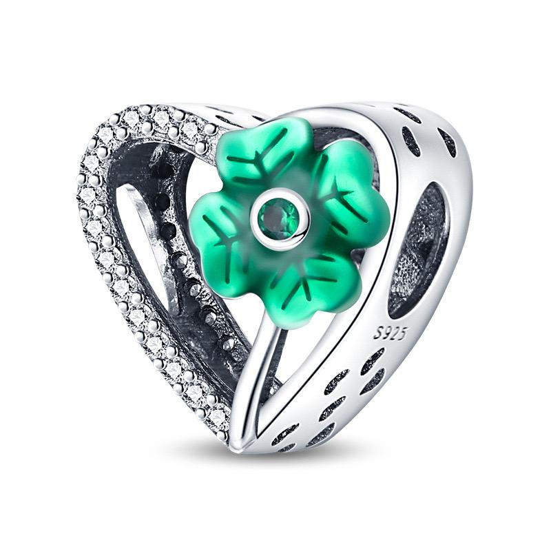Copper Oriental Green Hollow Lucky Clover Charm Pearl Talisman Pendant Fit For Original Bracelet Necklace Diy Boutiquejewelry