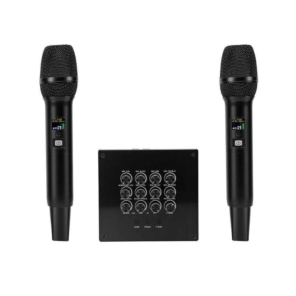 Wireless Microphone Karaoke Mixer System Dual Handheld Wireless Microphone for Sound Card Speaker Instrument