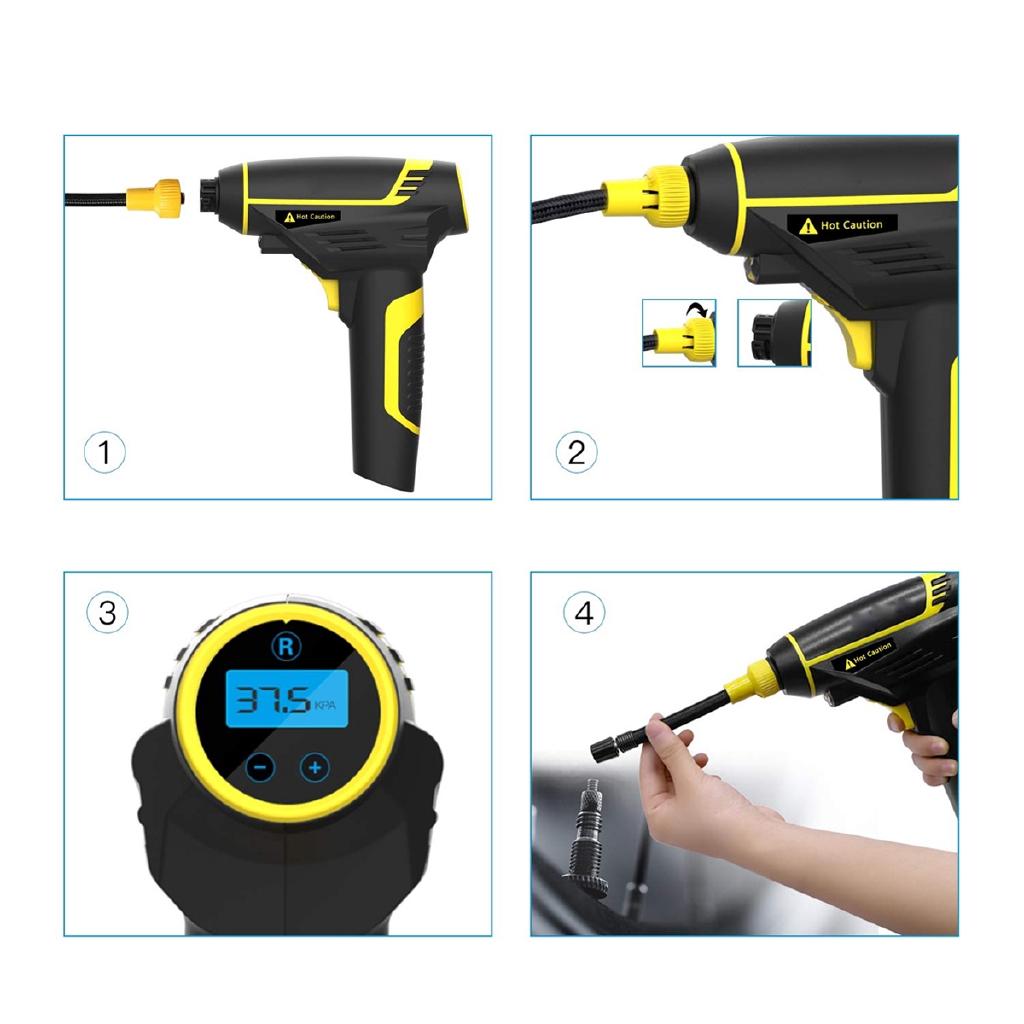 12V 150PSI Cordless Handheld Air Inflatable Pump 120W Emergency Car Tyre Inflator Pump LCD Digital 2200mAh USB Charging