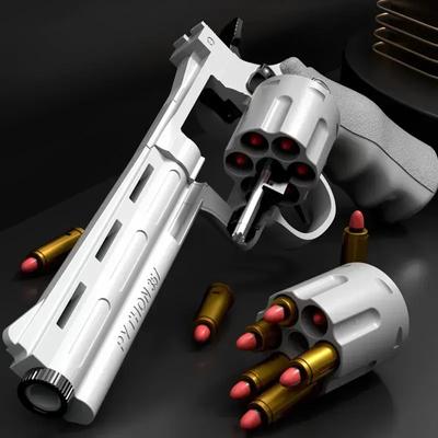 Toy ZP5 357 Revolver Automatic Mechanical Launcher Continuous Shooting Gun Soft Bullet Toy Gun CS Children's Toy Gun19/23/28cm