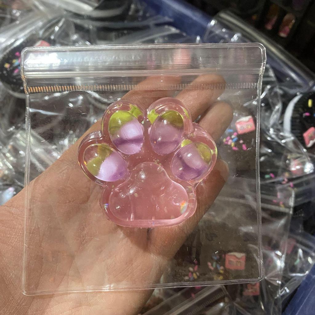 Transparent Jelly Crystal Cat Paw Squeeze Toy - Cute Decompression Slime for Girls