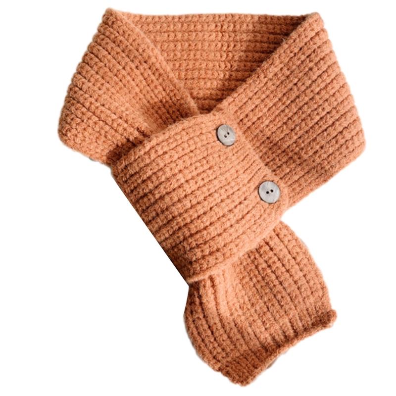 Solid Color Knitted Scarf with Button Closure Fashion Crossed Neck Gaiter Outdoor Neck Wrap Accessory for Winter Warmth
