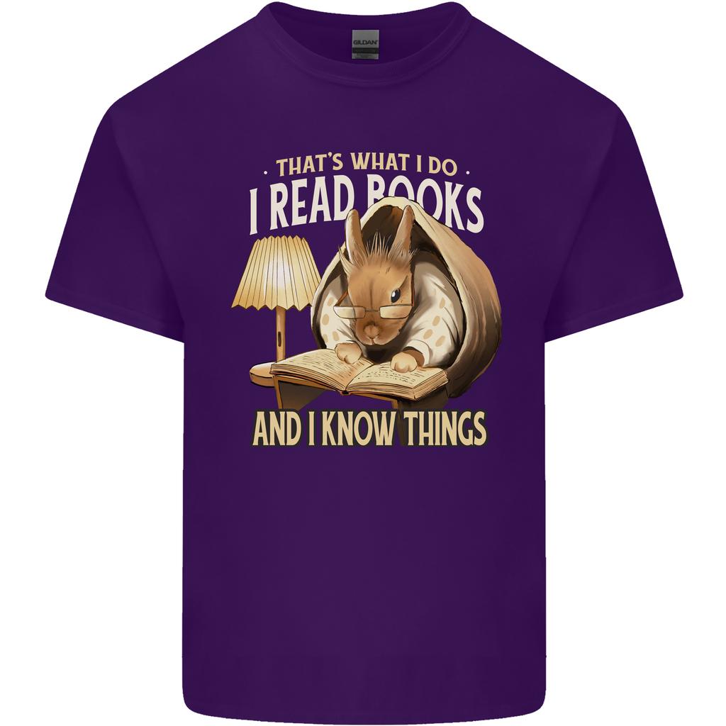 I Read Books Know Things Bookworm Rabbit Unisexs Light Cotton TShirt