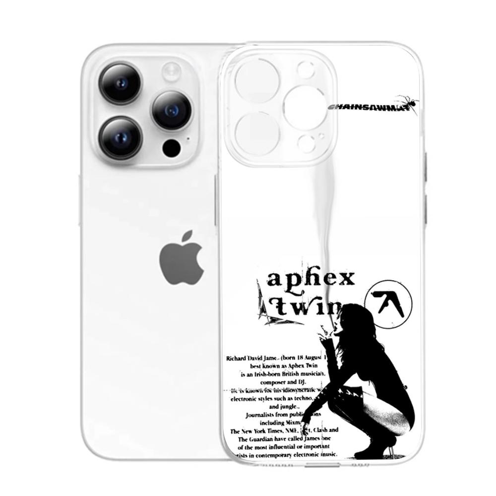 Aphex Twin Logo Art Phone Case For iPhone 16,15,14,13,12,11 Pro,Max,Plus,X,XS,XR,SE,Mini Transparent Silicone Soft