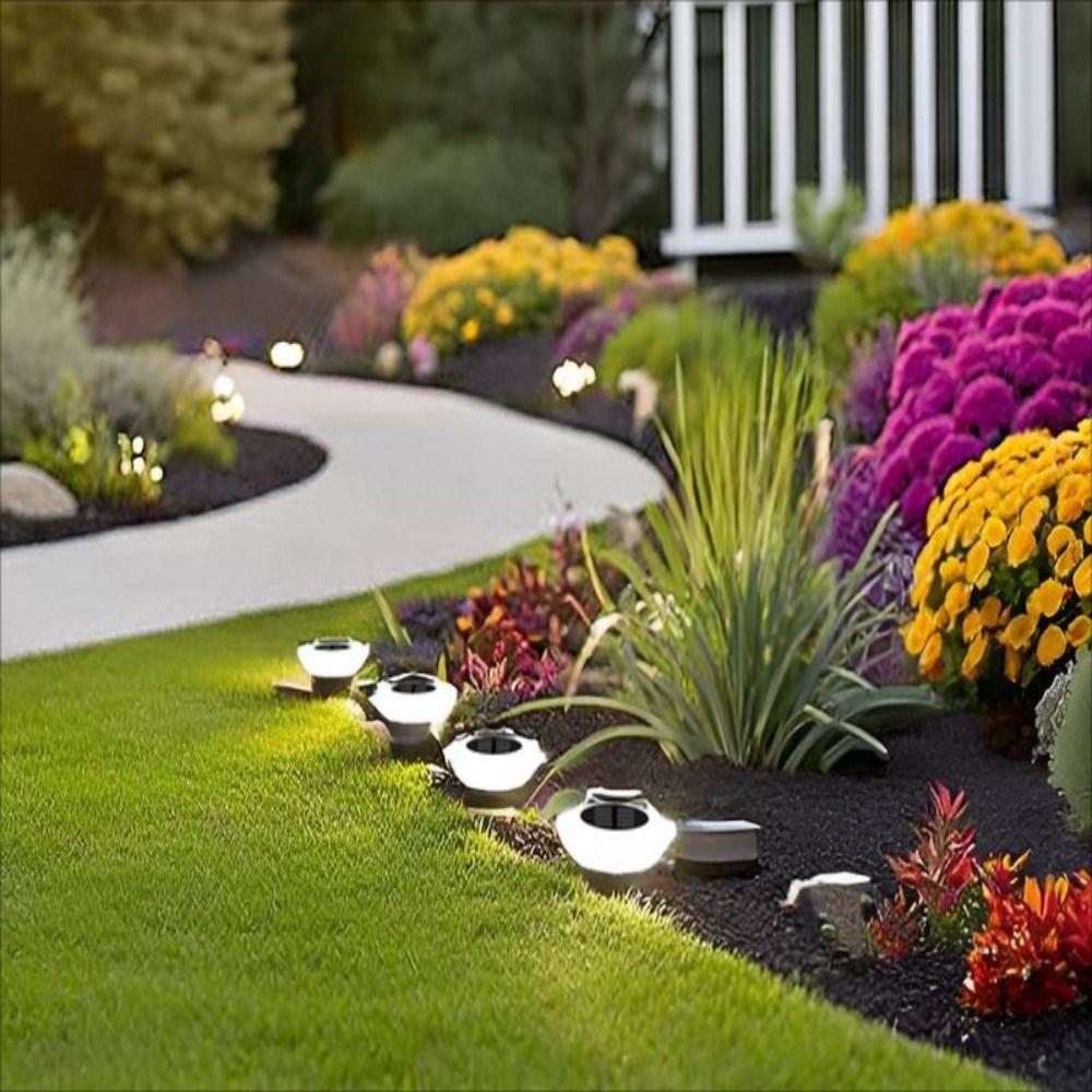 Waterproof Ground Lamp Deck Lights Solar Powered Rotundity Solar Lawn Lamp Warm /White/ 14Led Solar Underground Light