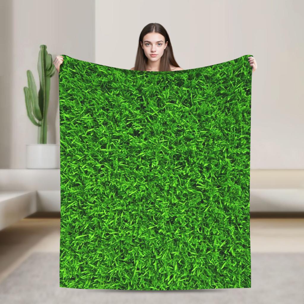 Soccer Field White Line Grass Background Soft Blankets Decorative Plush Throw Blanket Fun Couch Bed Flannel Bedspread Sofa Bed