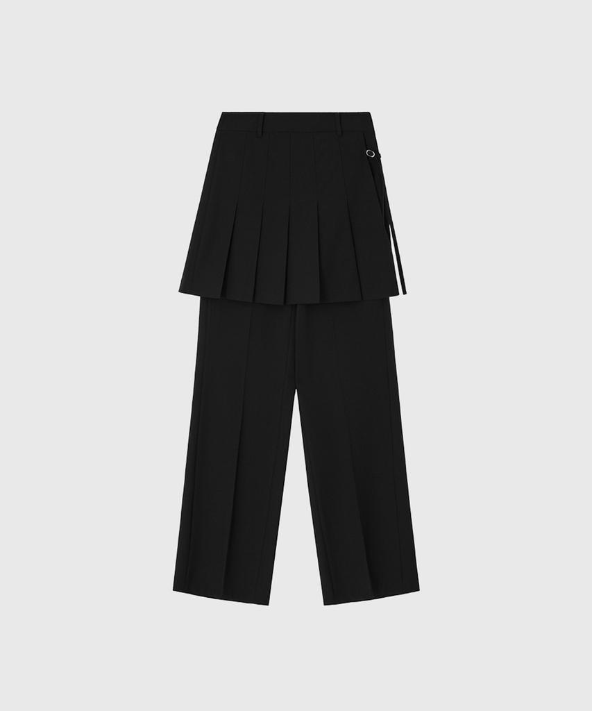 Lugkaeseuteu Bolin Pleated Layered Pants_Black