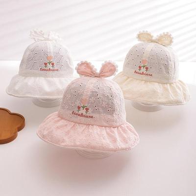 Strawberry Cute Baby Sun Hat with Wide Brim - Spring & Summer Sun Protection Bucket Hat for Children.