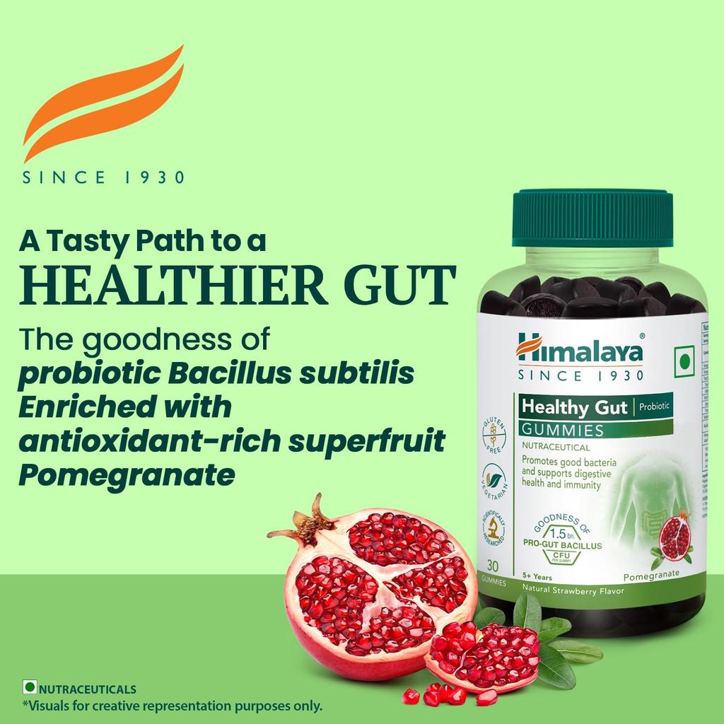 Himalaya Healthy Gut Probiotic Gummies Pack Of 60 Supports Digestive Health Boosts Immunity With Natural Strawberry Flavor For Adults And Kids