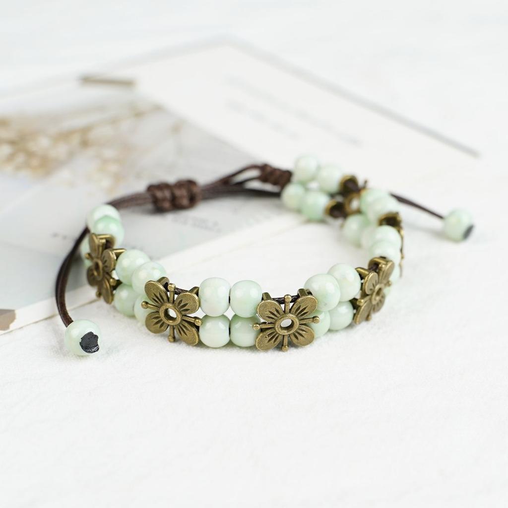 Flower Ceramic Bracelet Does Not Fade and Can Be Adjusted. New Chinese Hand Rope Jewelry Wholesale