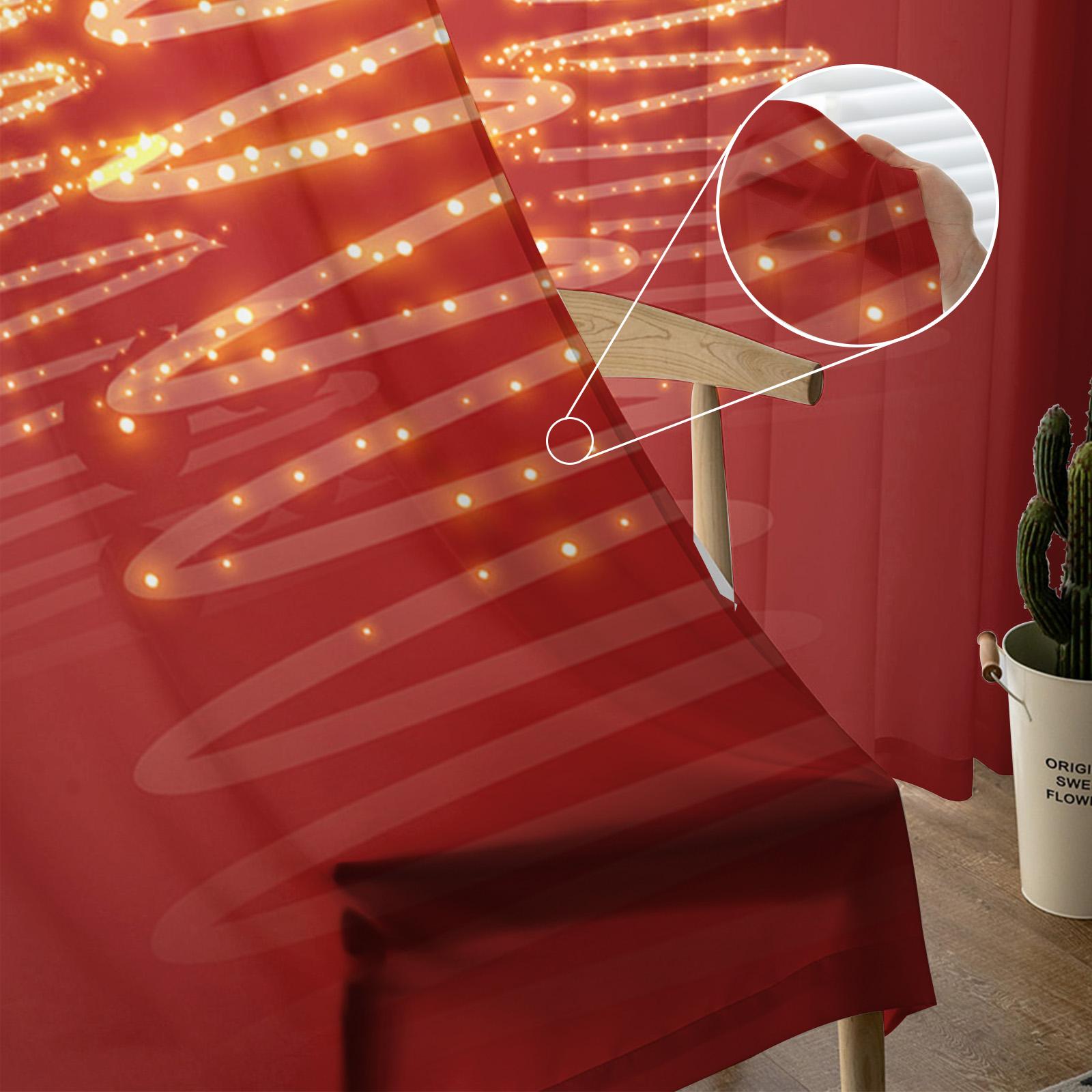 Рождественская елка красное золото гостиная прозрачная тюль оконная занавеска спальня — фото 5