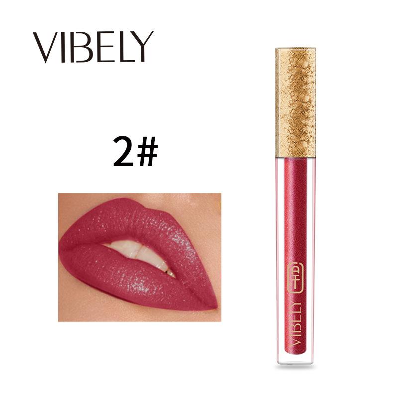 VIBELY 15 Color Does Not Take Off Makeup, Red Beads, Light Flashing Lip Glaze Makeup