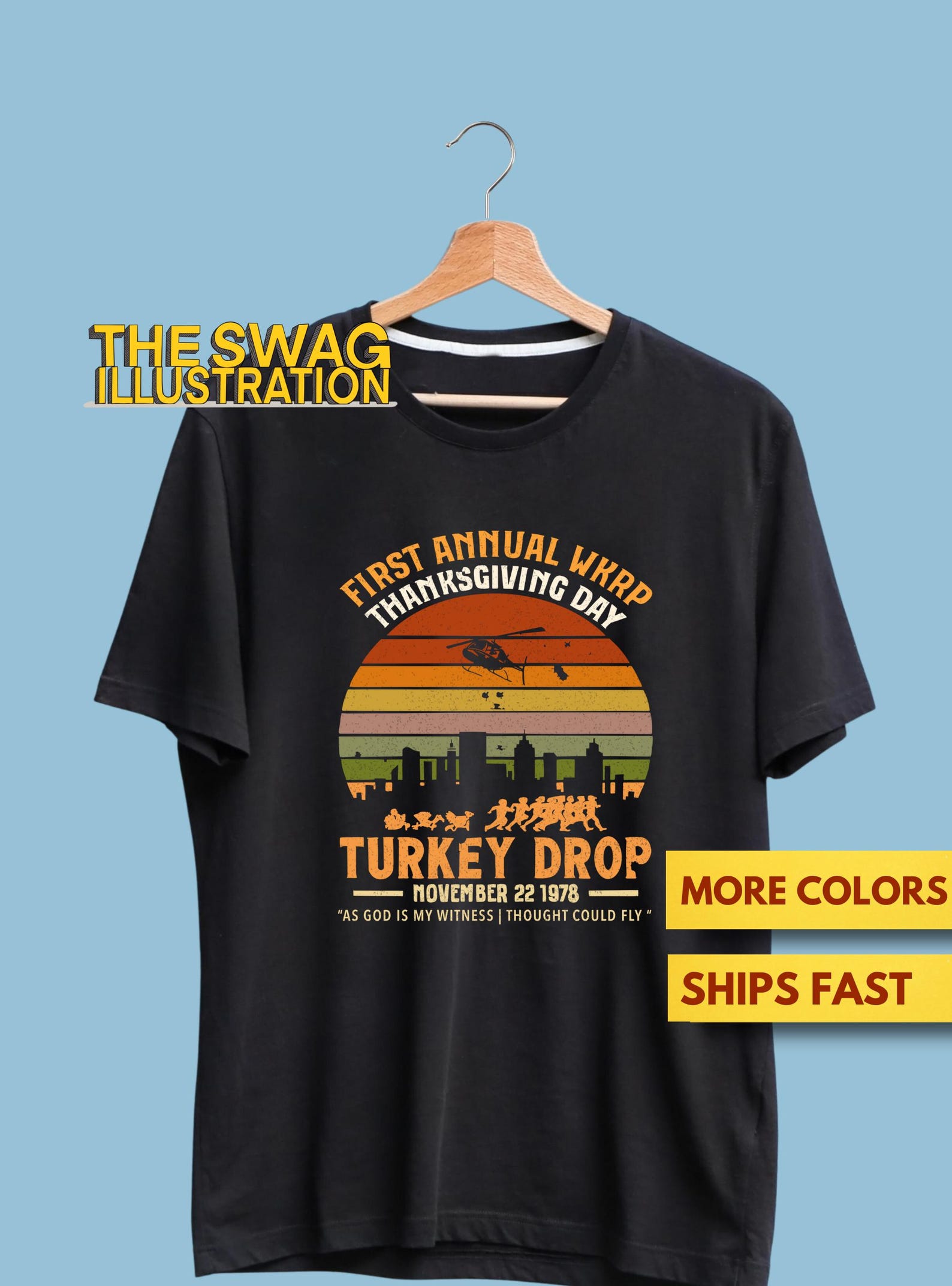 WKRP Thanksgiving Day, WKRP in Cincinnati Shirt, Turkeys Away, Thanksgiving Turkey Drop, Ultra Soft Premium Tee M
