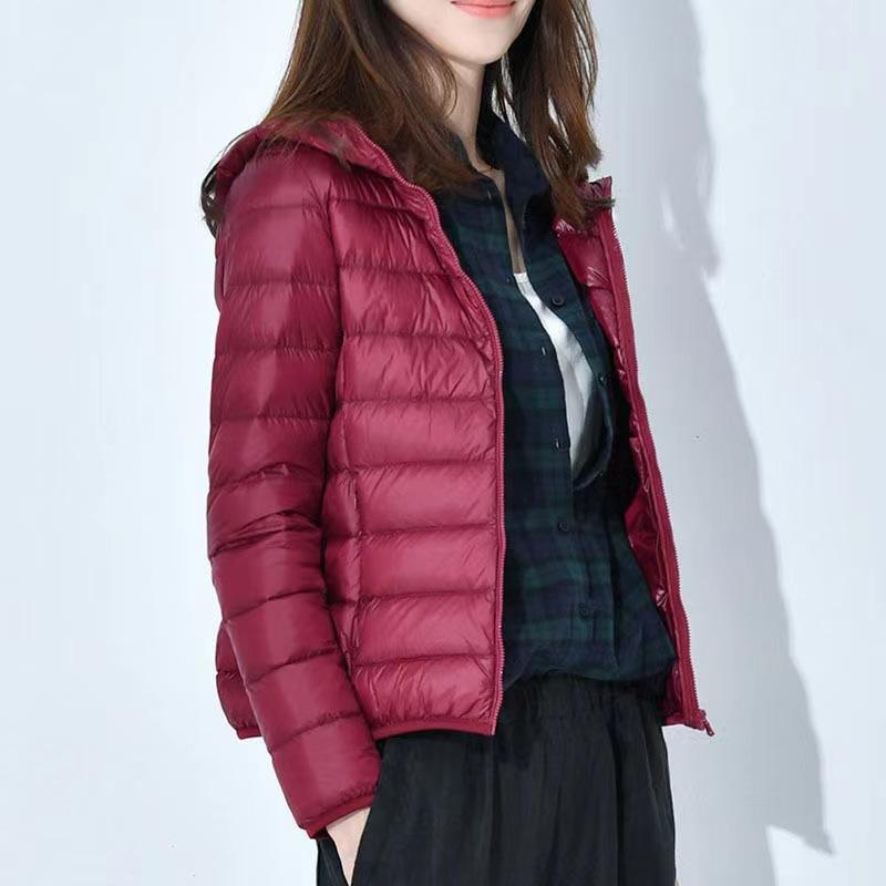 Mujer Otoño Invierno Abrigo Acolchado Con Capucha Grueso Manga Larga Cálido Color Sólido Suave Slim Fit Cierre De Cremallera Bolsillos Cardigan Señora Algodón Abrigo Chaqueta