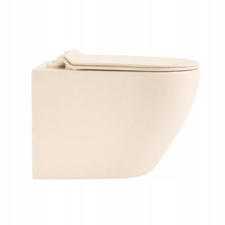 Interno wall-hung toilet bowl 49 cm rimless with W/O seat beige matt