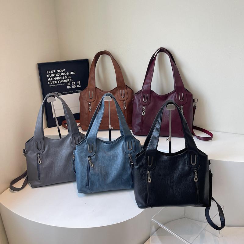 Solid Color Pu Tote Bag For Women With Large Capacity And Crossbody Style For Daily Use