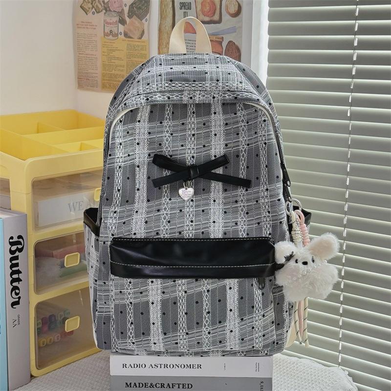 Schoolbag New Polka Dot Girl Backpack Tide Japanese Simple Versatile High Value Backpack Bow Student Travel Backpack
