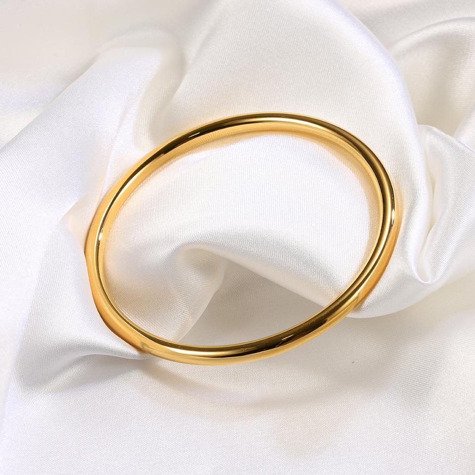 New 4mm wire diameter fashionable simple smooth titanium steel bracelet, personalized versatile trend jewelry bracelet