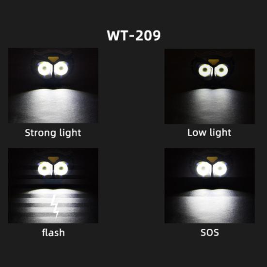 Owl Shape LED Headlamp Type-C Fast Charging Flashlight Head Torch Detachable Lightweight Headlight Outdoor Camping Head Lamp