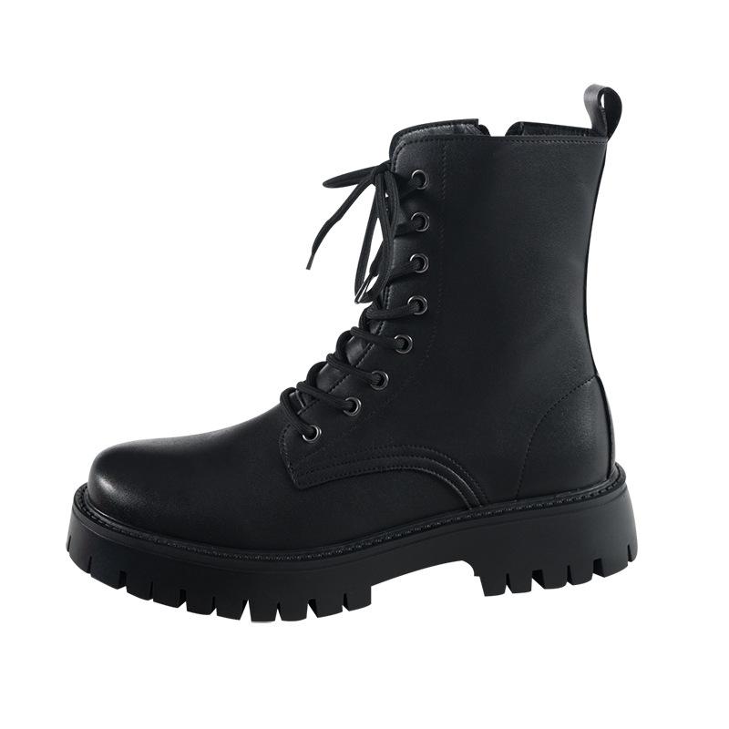Automne nouveau cuir repoussé bottes locomotive bottes montantes confortables respirantes augmenter usine vente en gros