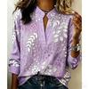 Neuer 3D-Digitaldruck Pullover V-Ausschnitt Langarm Damen Top