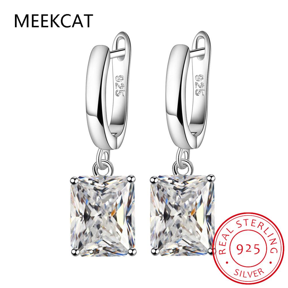 Celkem 2,5ct Smaragdový výbrus Přírodní nebesky modrý topas Visací náušnice 925 stříbro pro ženy Drahokam Jemné šperky Brinco