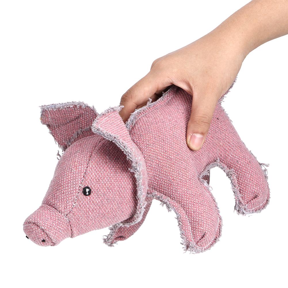 Pet Soft Canvas Fill Cotton Red Pig Shape Teeth Grinding Molar Chewing Biting Interactive Training Toy for Dogs