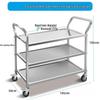 Heavy-Duty 2-Tier Stainless Steel Service Cart
