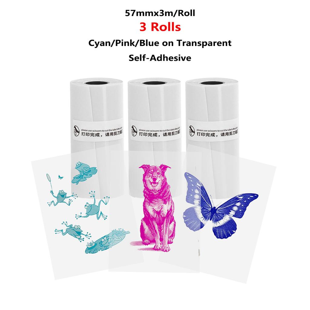 Mini Pocket Printer 5 Rolls Of Self-Adhesive Paper Portable Thermal Printer For Printer Suitable For Home Office Study And Work