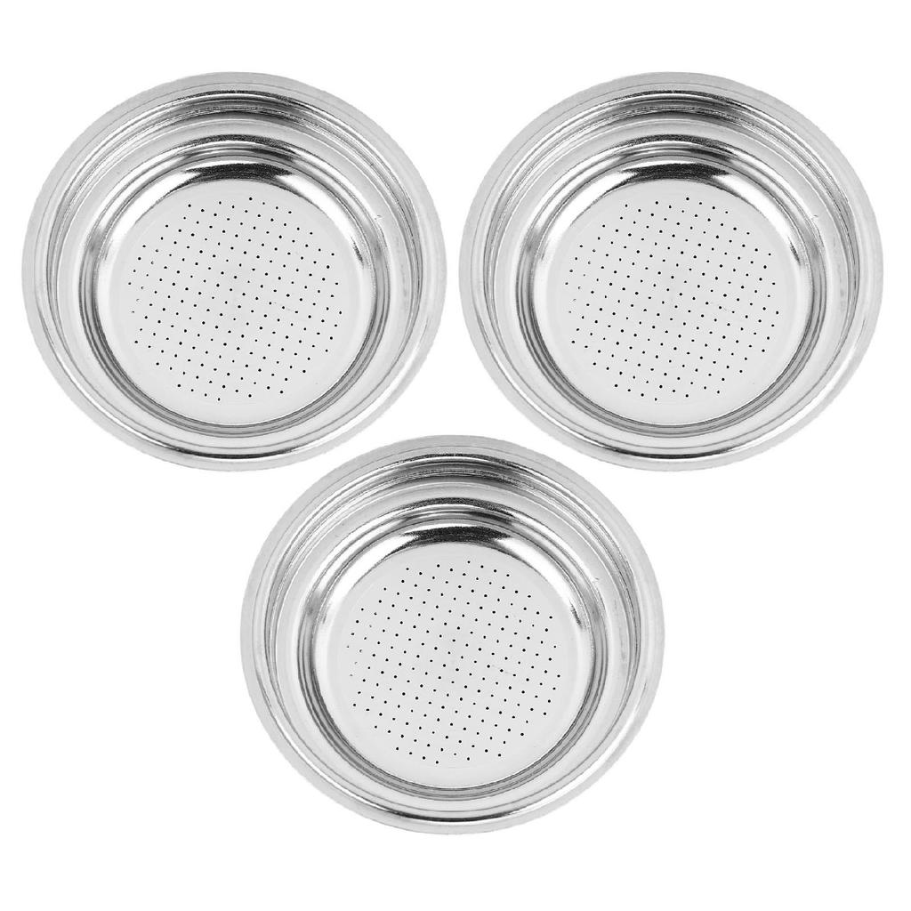 3pcs Stainless Steel Coffee Filter 51mm Pressurized Filter Basket Reusable Coffee Powder Filter Bowl