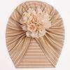 European & American Striped Baby Baotou Hat with Gold Flower - Thin, Protective for Girls