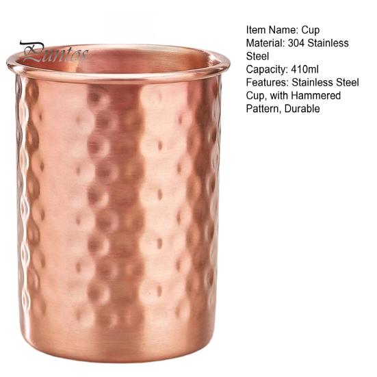 Handgesmeed Metalen Tumbler Gehamerd Roestvrij Staal Beker, met Stabiele Basis, Duurzaam Langdurige Beker Herbruikbaar Drinkglas, Gemakkelijk te Onderhouden Koper