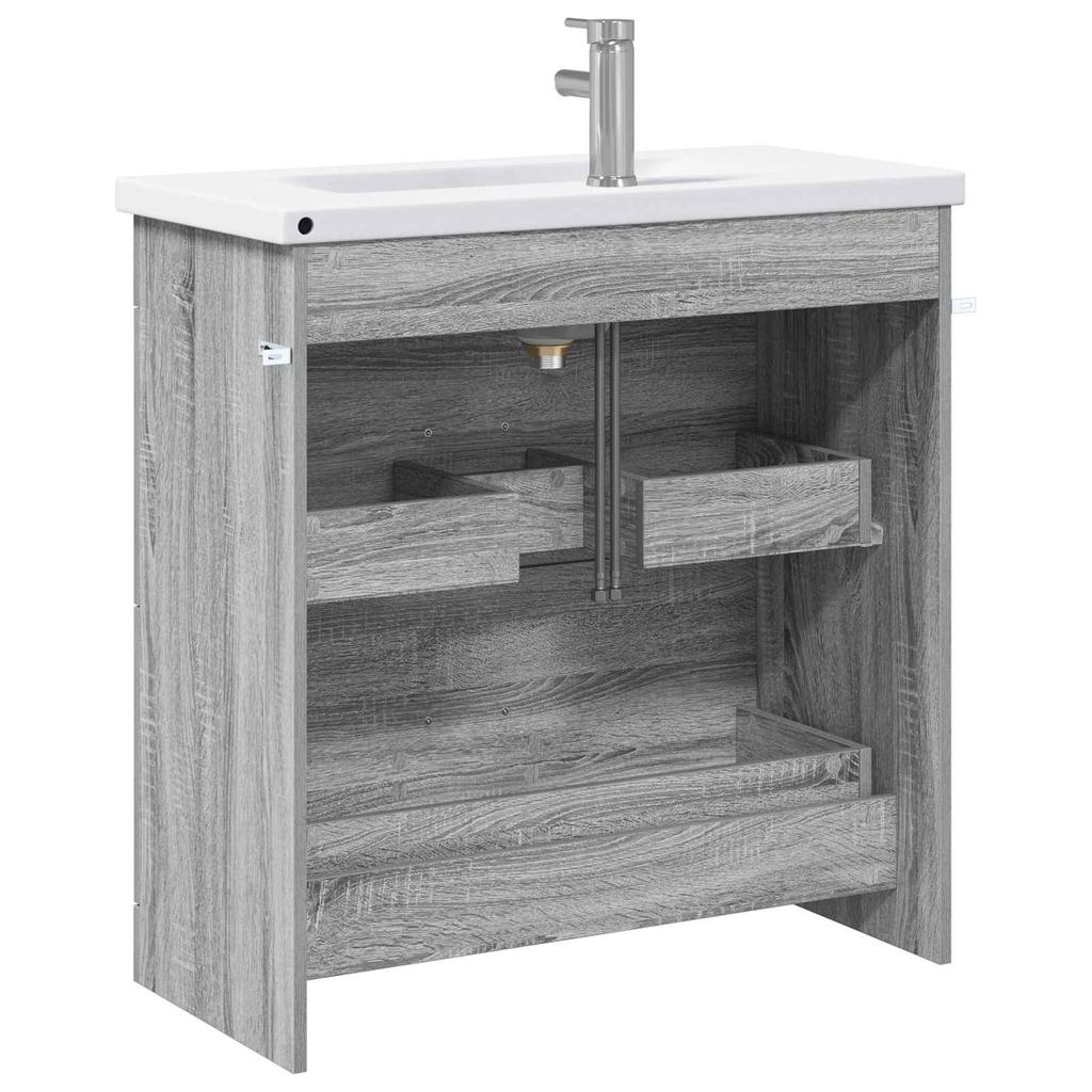 Bathroom Furniture Set Gray Sonoma 81 X 40 X 84.5 Cm Particleboard