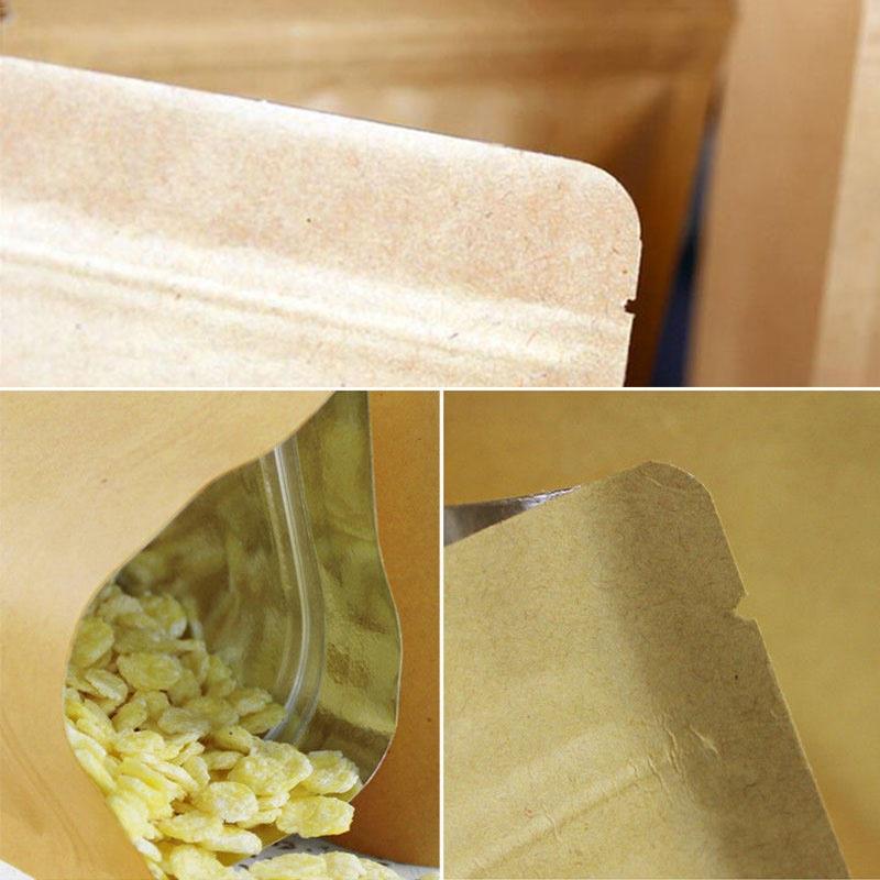 20 Pcs  Stand Up Pouches Kraft Paper Aluminum Foil Food Packaging Bags(size: 9*14)