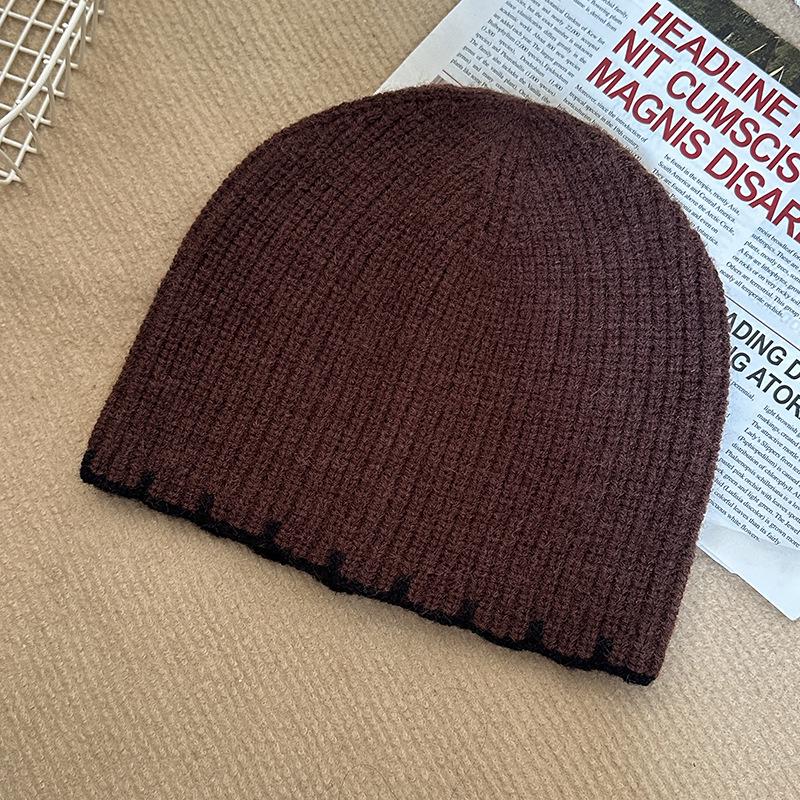 Luochi Korean Style Solid Color Knit Wool Hat for Men & Women - Autumn Winter Face Slimming Head Covering