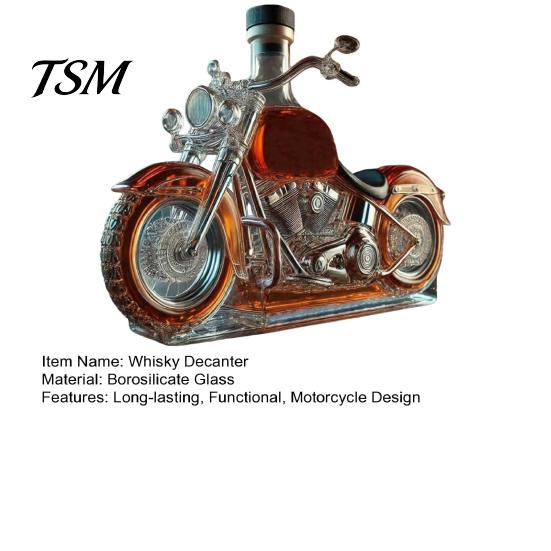 Elegante Decantador de Whisky Diseño de Motocicleta Vaso de Whisky Botella de Vino Decorativa Accesorio de Decoración para el Hogar para Amantes Barra Escritorio Uso en Cocina Hecho a Mano
