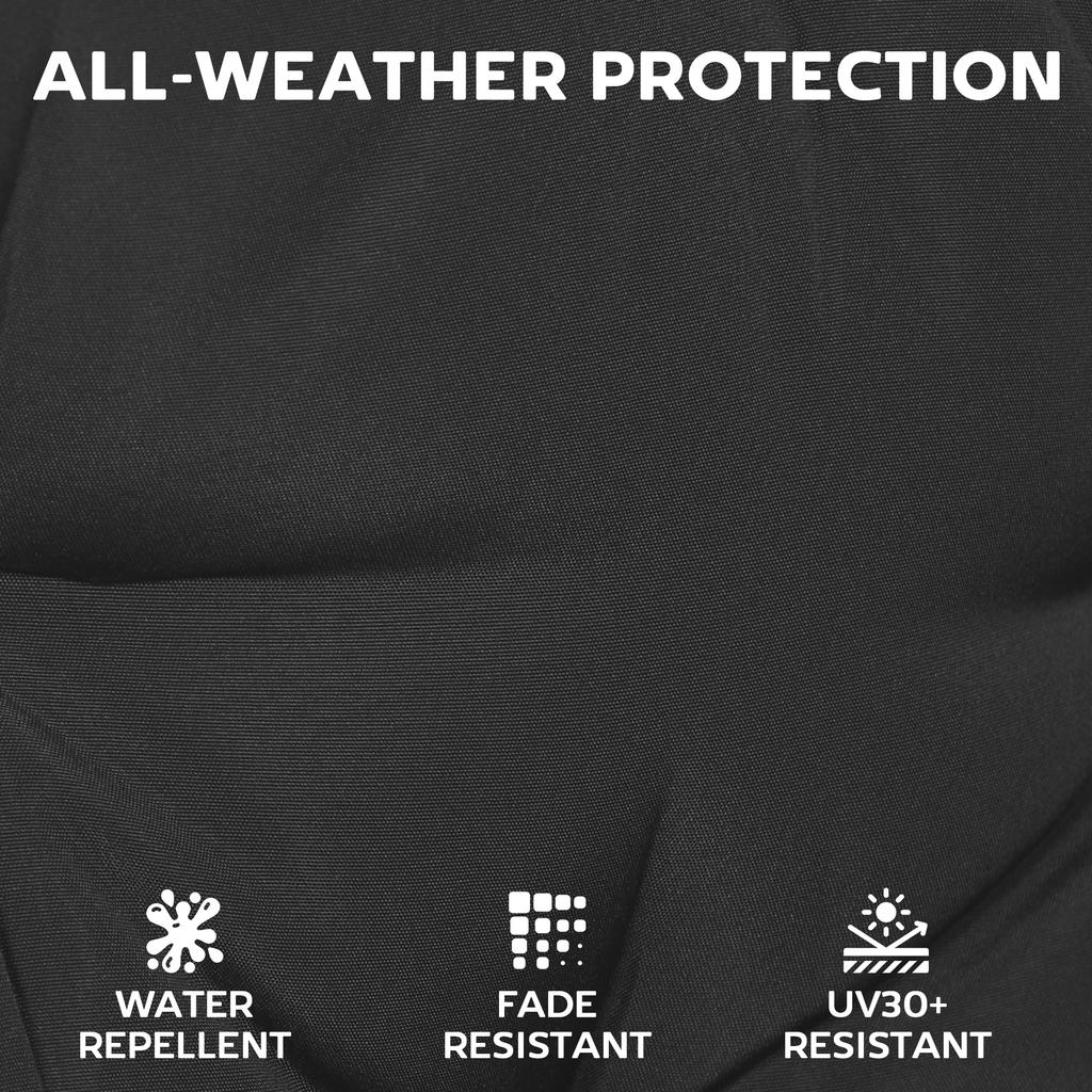 Outdoor Seat Cushions Set of 2 with Ties, Waterproof Garden Seat Pads, Black