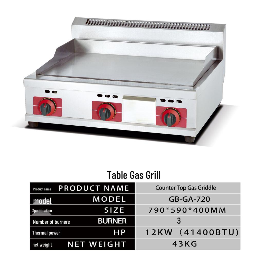 Commercial Gas Griddle with Thick Iron Plate for Teppanyaki and Grilling