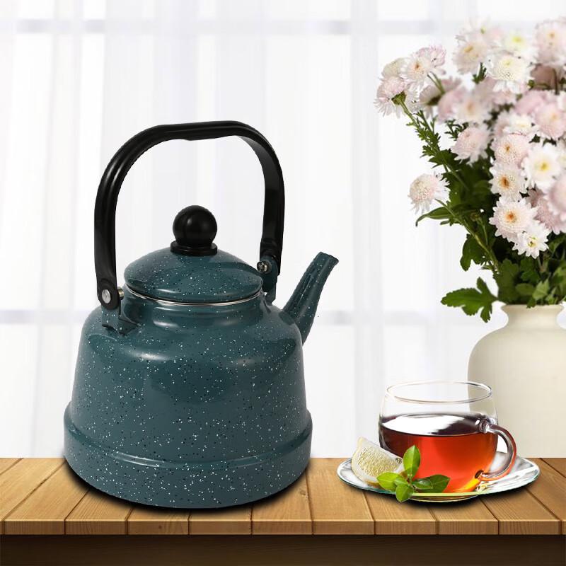 Retro Enamel Kettle with Wooden Handle