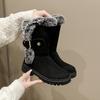 Autumn and Winter New Snow Boots Thick-soled Foot Cover Velvet Cotton Boots Slope Heel Women's Boots Belt Buckle Medium Boots Women's