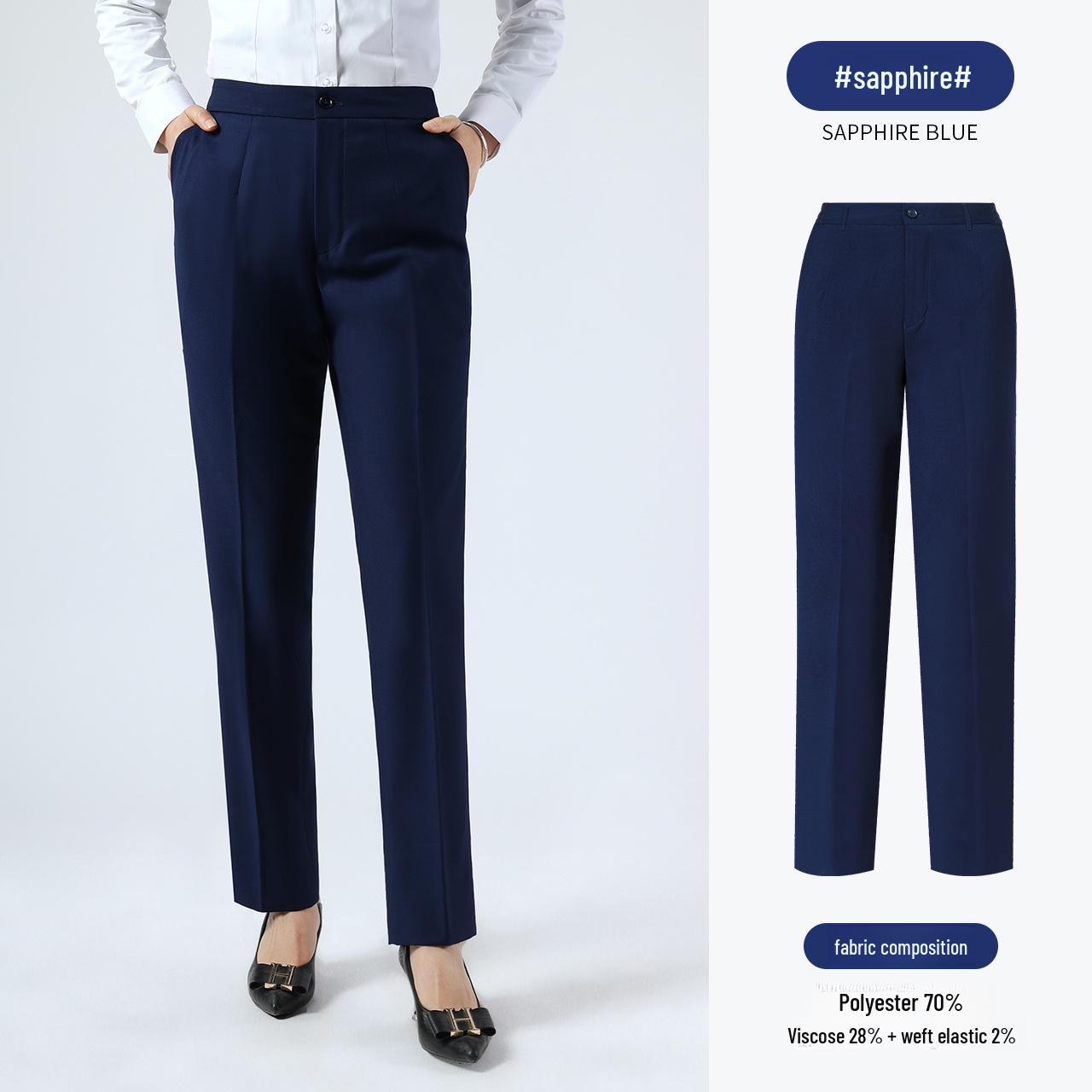 

Женские повседневные брюки облегающего кроя с высокой талией цвета Royal Blue - стиль весна/осень L++