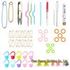 35cm Bamboo Knitting Needle Set with Colored Tubes and Accessories