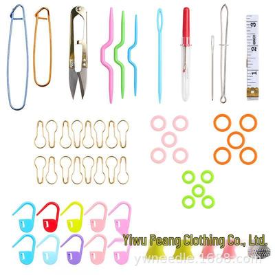 35cm Bamboo Knitting Needle Set with Colored Tubes and Accessories