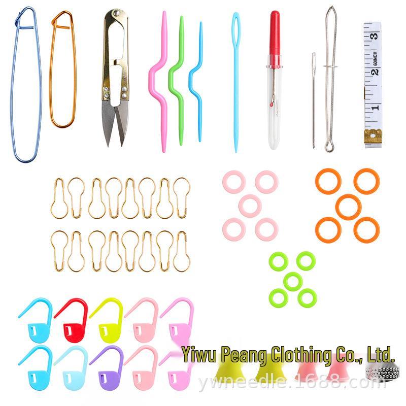 35cm Bamboo Knitting Needle Set with Colored Tubes and Accessories