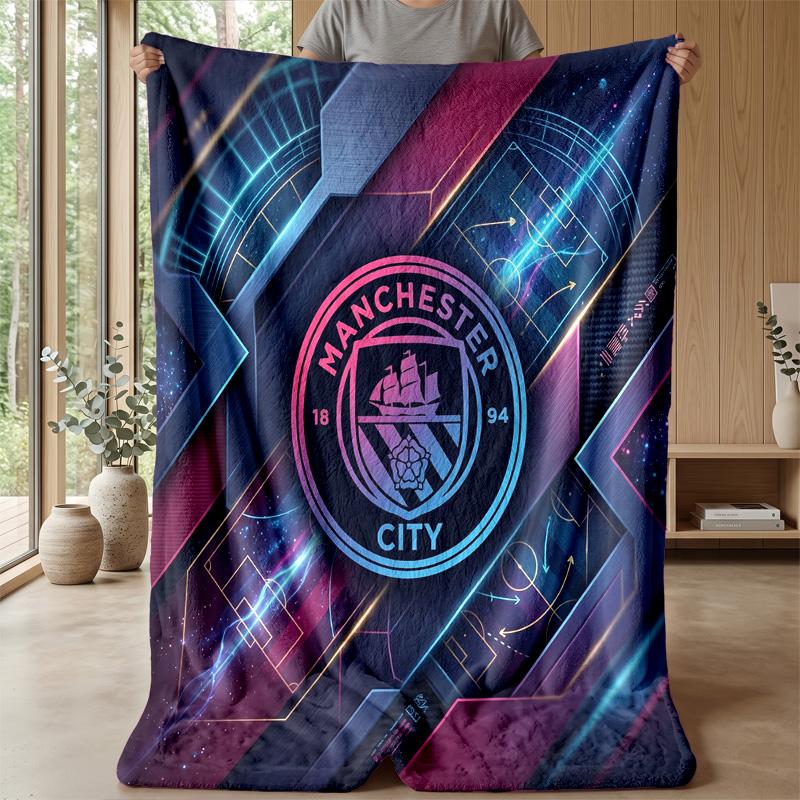 Coperta a tema Manchester City Morbida coperta in flanella Coperta morbida da divano Coperta accogliente per divano e letto per la decorazione della casa