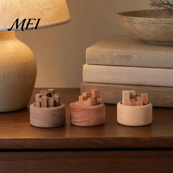 Natural Wood Aroma Diffuser Wooden Essential Oil Diffuser, Beech Aromatherapy Campfire Shaped Small Round for Home Offices Cars Yoga Rooms No Heat