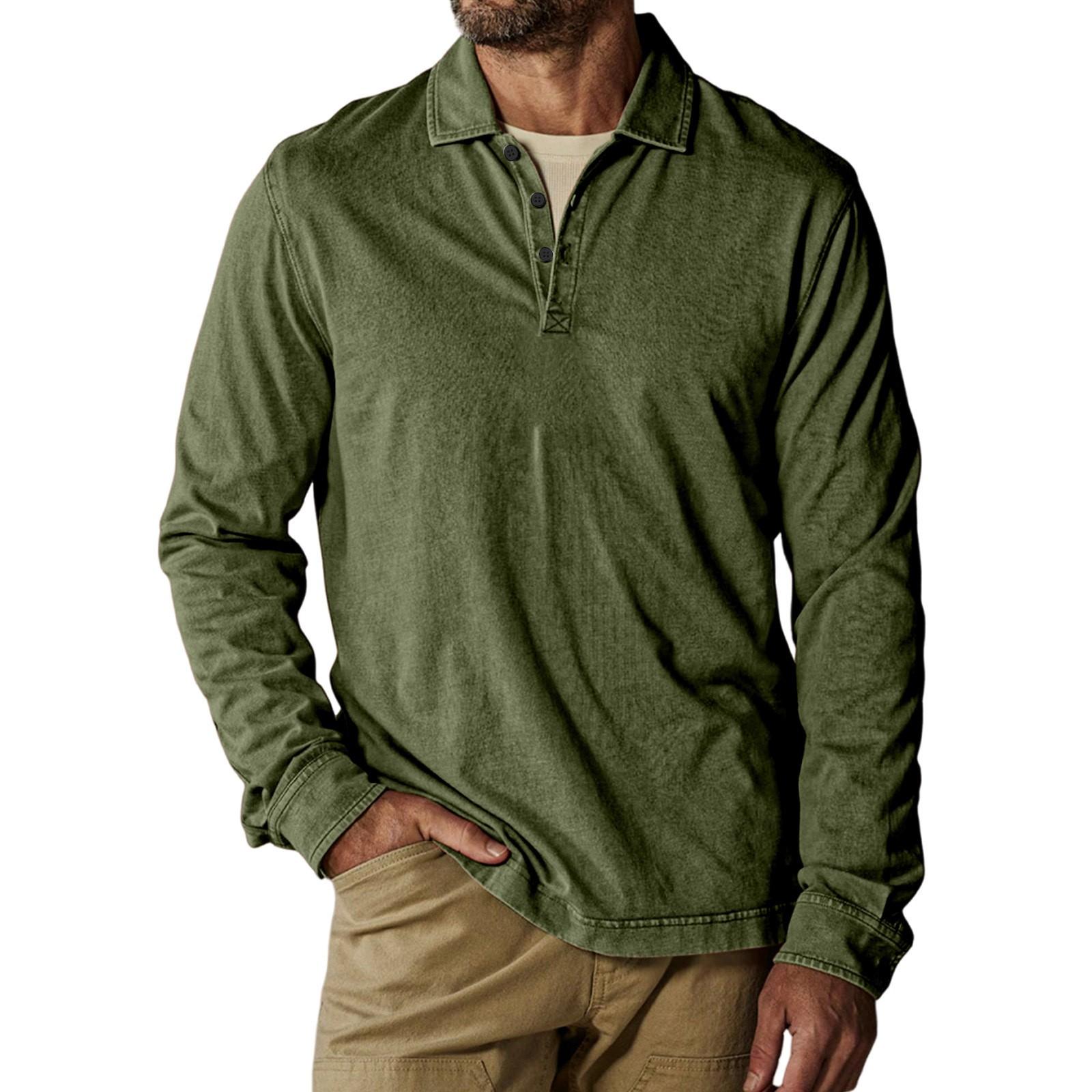 Мужская свободная повседневная толстовка с длинными рукавами, лацканами и застежкой-молнией L армия зеленый