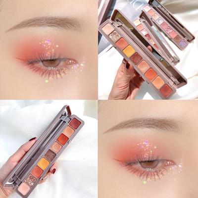 Nine Color Eyeshadow Palette Matte Pearlescent Glitter Glitter Lazy Eye Shadow Earth Color Long-lasting Waterproof and Sweat Resistant Student Makeup